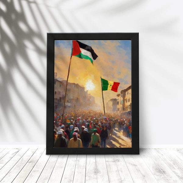 Solidarité dans les Rues de Gaza : Union des Drapeaux Sénégalais et Palestiniens