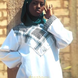 Abaya keffieh blanc